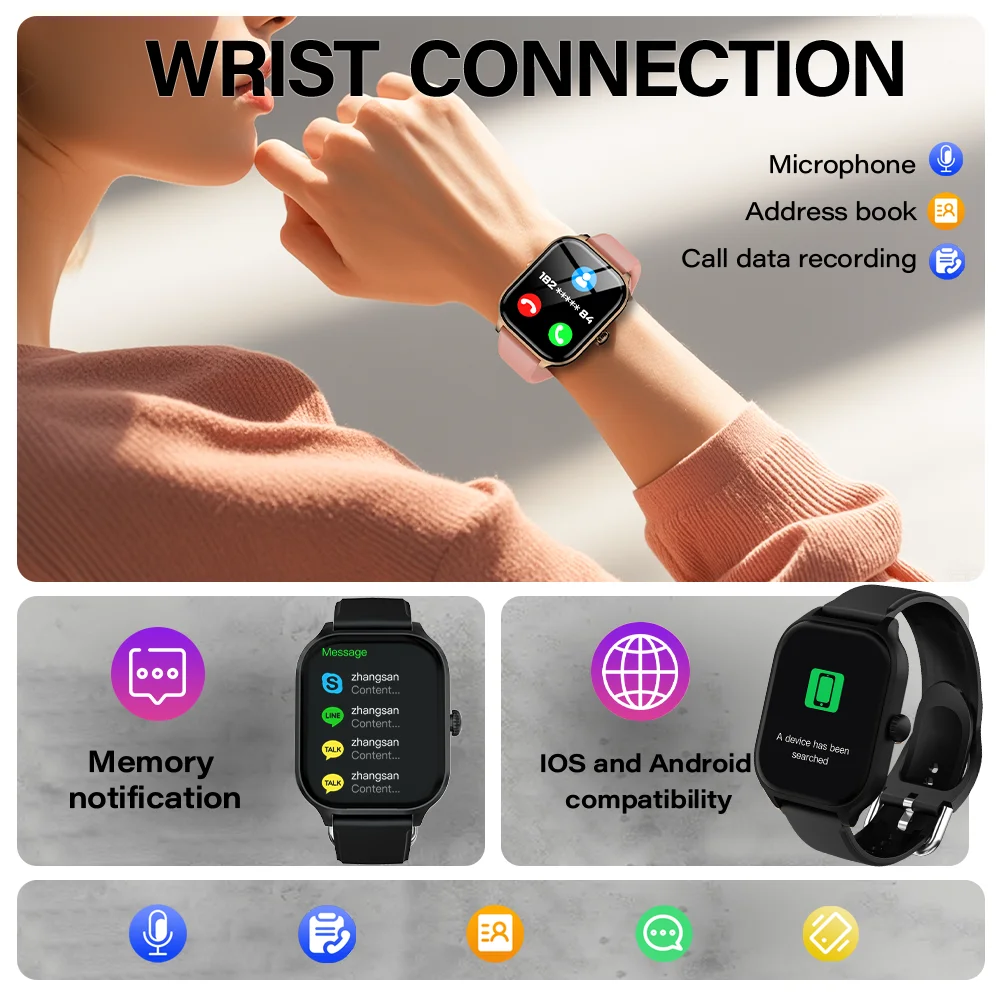 LAXASFIT 2.01 inch smartwatch fitness bracelet bluetooth call health monitoring heart rate smartwatch men android IOS watch