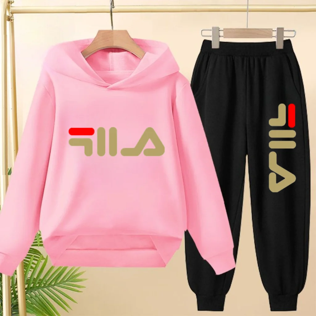 2025 Spring Autumn Outfits Letter Print Two-piece set Hoodie+Pants Tracksuits 3-12 Yrs Cute and charming Leisure Children Clothe