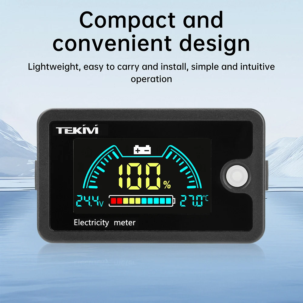 DC 8-100V LCD color screen display,two-wire voltage power indicator, for ternary/lithium iron/acid batteries temperature display