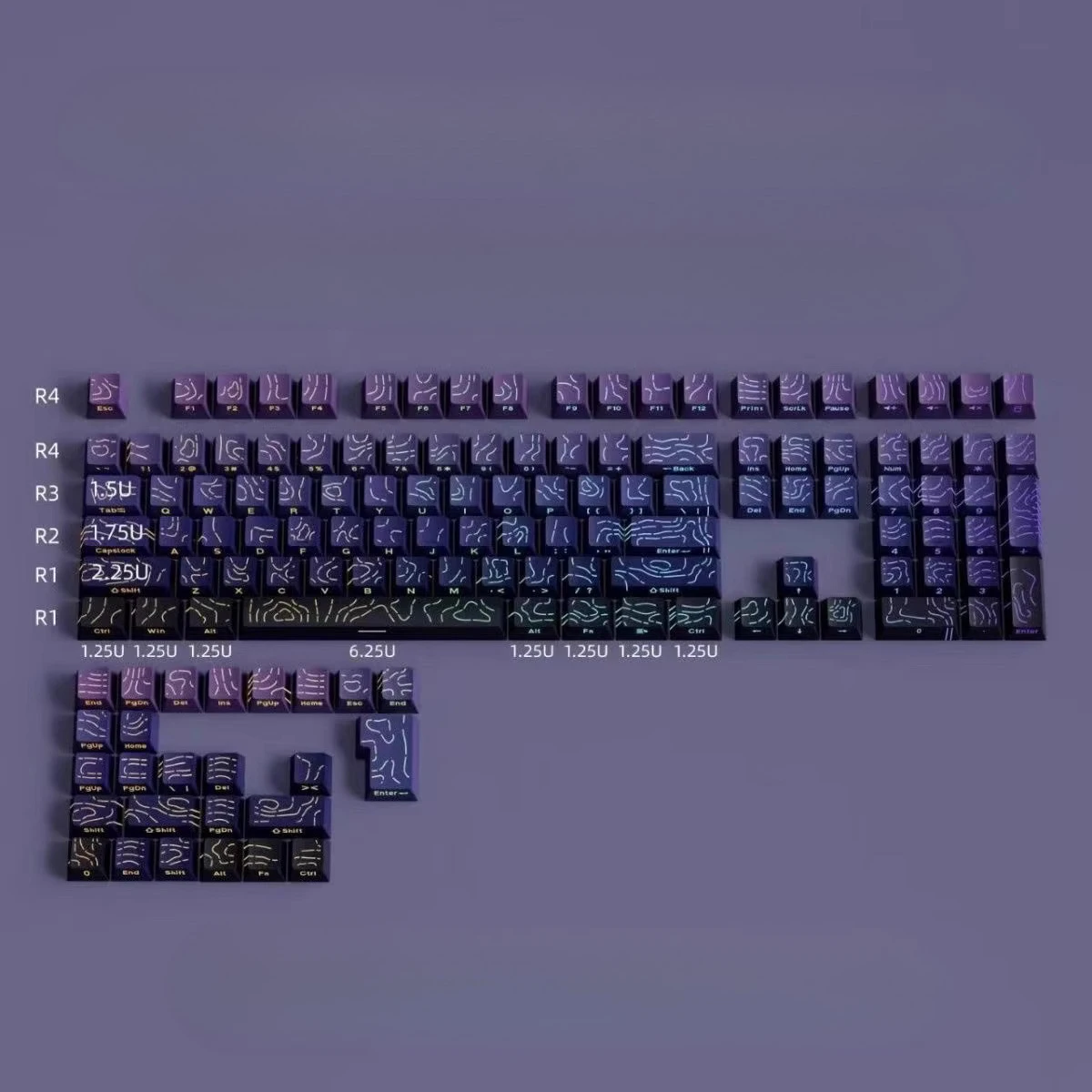 

Contour keycap 4.0 side engraved gradual change of original blackberry transparent PBT material magnetic axis from tarantula key