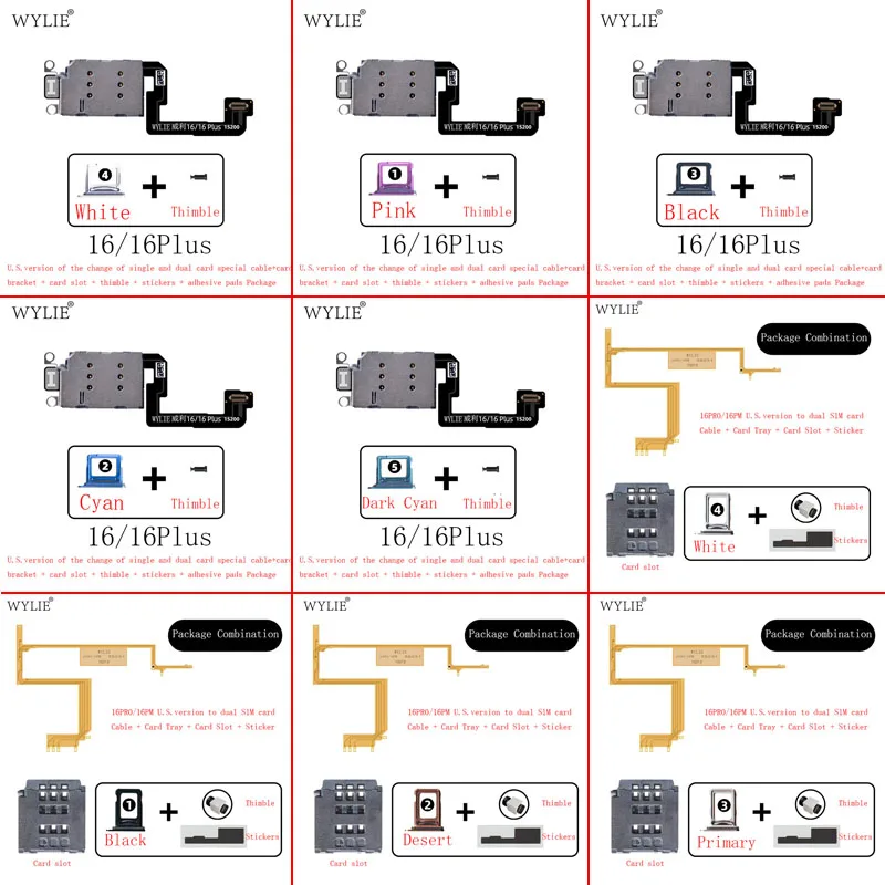 

WYLIE esim для кабеля с одной картой для IPhone 16 Pro Max Plus 16Pro Esim для карты Dual SIM Flex Need to Modify The Middle Frame