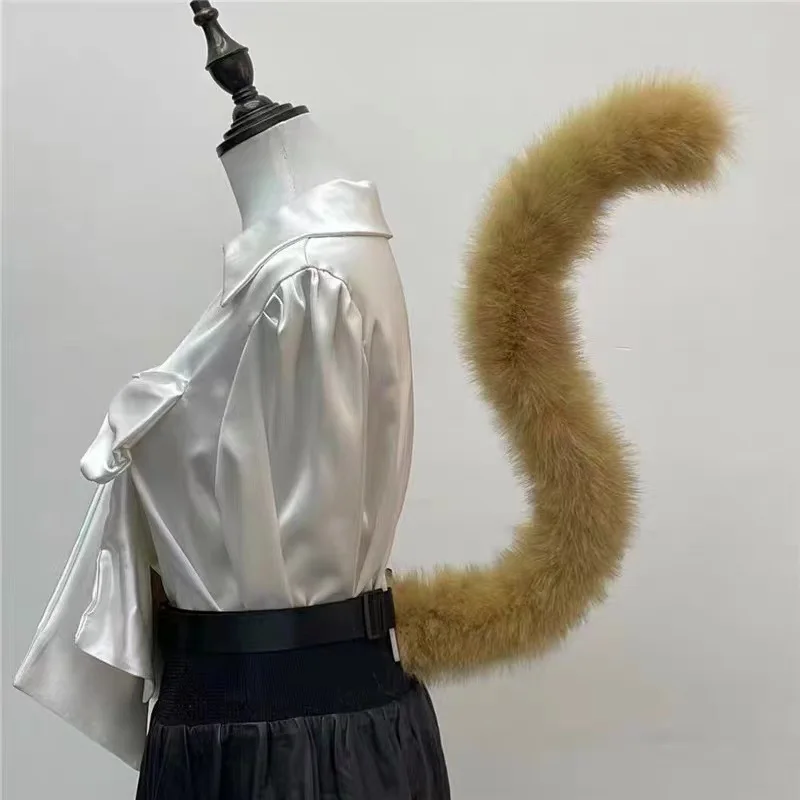 Cat Tail Cosplay Cat Girl Simulation Beast Tail Handmade with Concave and Convex Long Hair Cat Tail Maid Accessories Prop