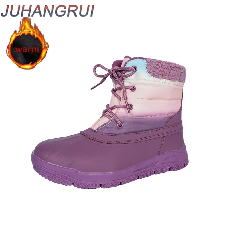 

Winter Boys Girls Waterproof Snow Boots Shoes Kids Barefoot Cotton Shoes lush Warm Thickened Walking Shoes Lightweight Non-slip