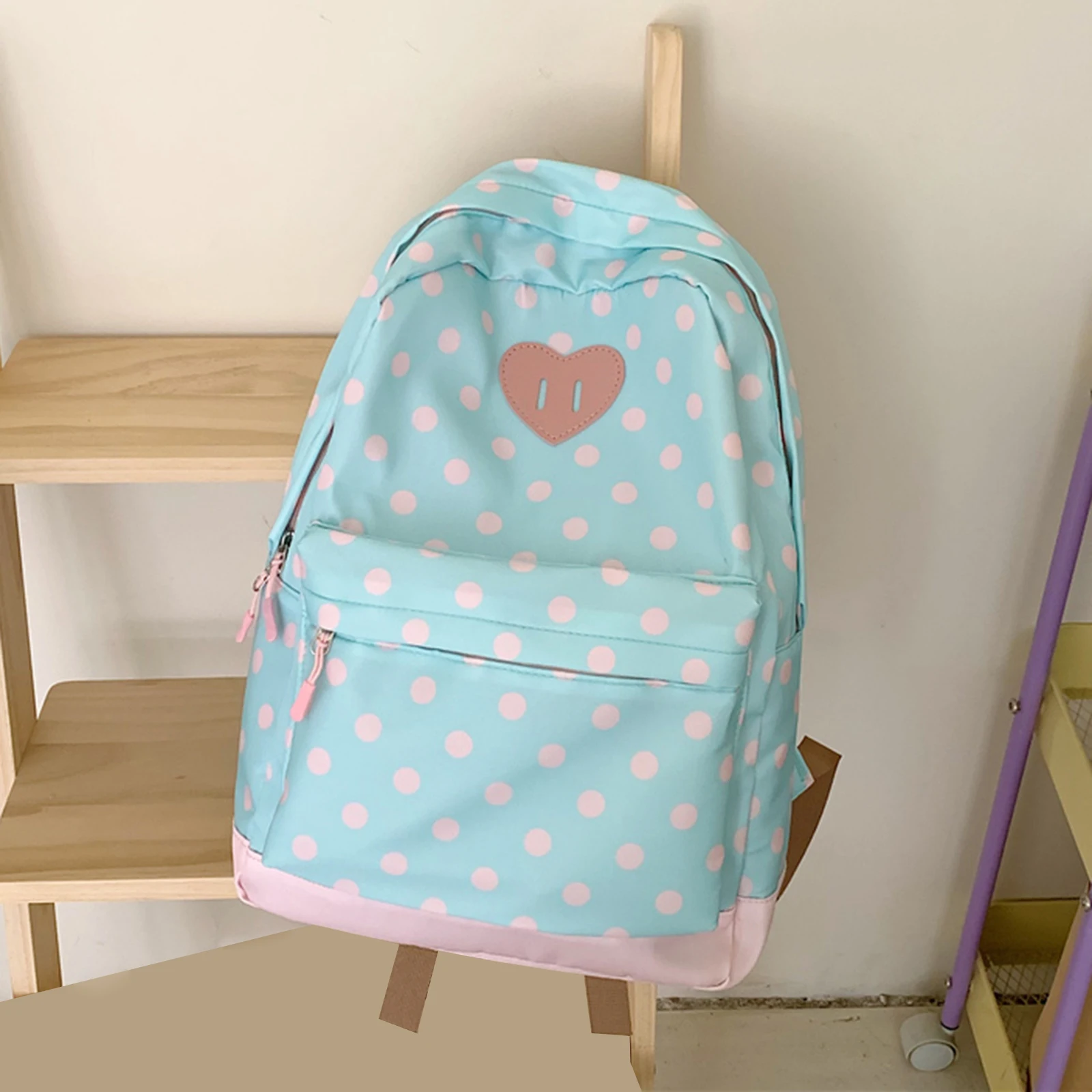 Women Nylon Polka Dot Cute Playful Bookpack Large Capacity Laptop Backpacks Students Bookbags for Teens Girls College Commute