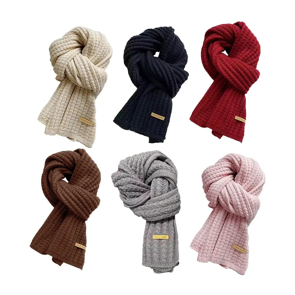 Bufandas de punto cálidas para mujer, bufanda gruesa de talla larga, informal, coreana, para exteriores, térmica, negra, regalos de Navidad, Invierno