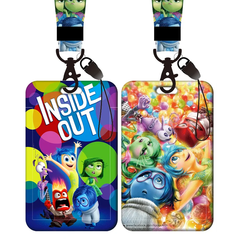 Disney Inside Out Lanyard ID Card Holder Girls Princess Badge Holders Neck Strap with Keychain Phone Rope Retractable clip yoyo