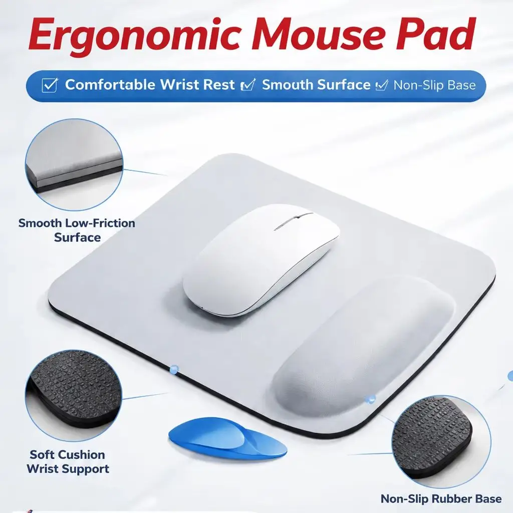 Ergonomic NonSlip Office Mouse Pad With Wrist Support EVA Base Comfortable Wrist Rest For PC Computer Gaming Desk Mat 205x230mm