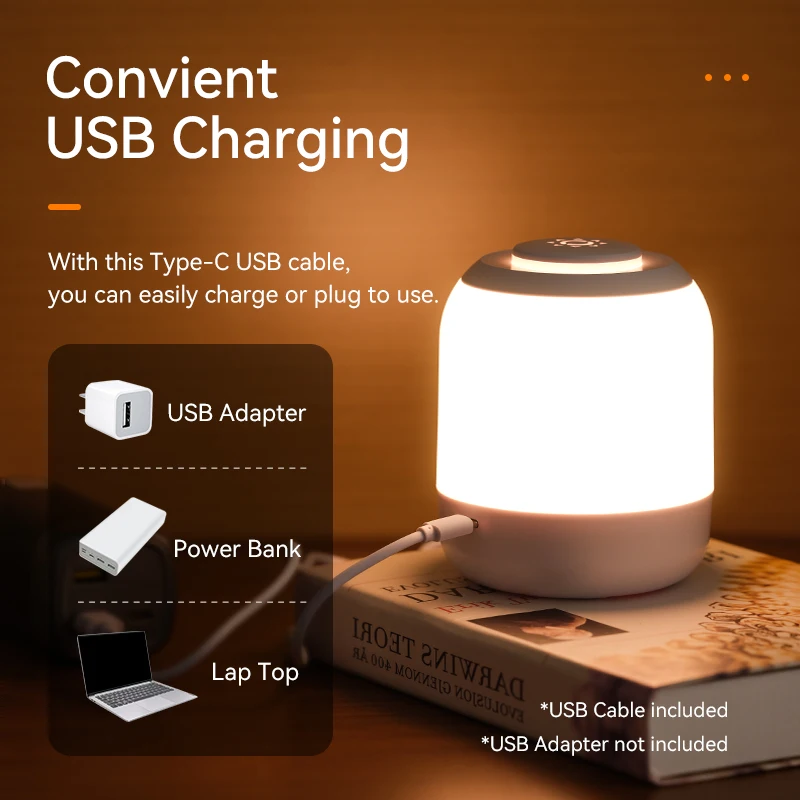 Touch Lamp Night Lights USB LED Table Lamp Bedside Lamp Bedroom Lamp with Touch Sensor Portable Read Book Lights for Kids Gifts