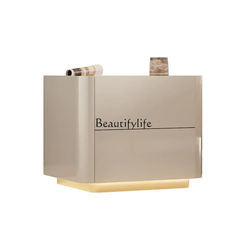 

Italian minimalist light luxury bedside table Modern minimalist bedroom storage High-end bedside tableL