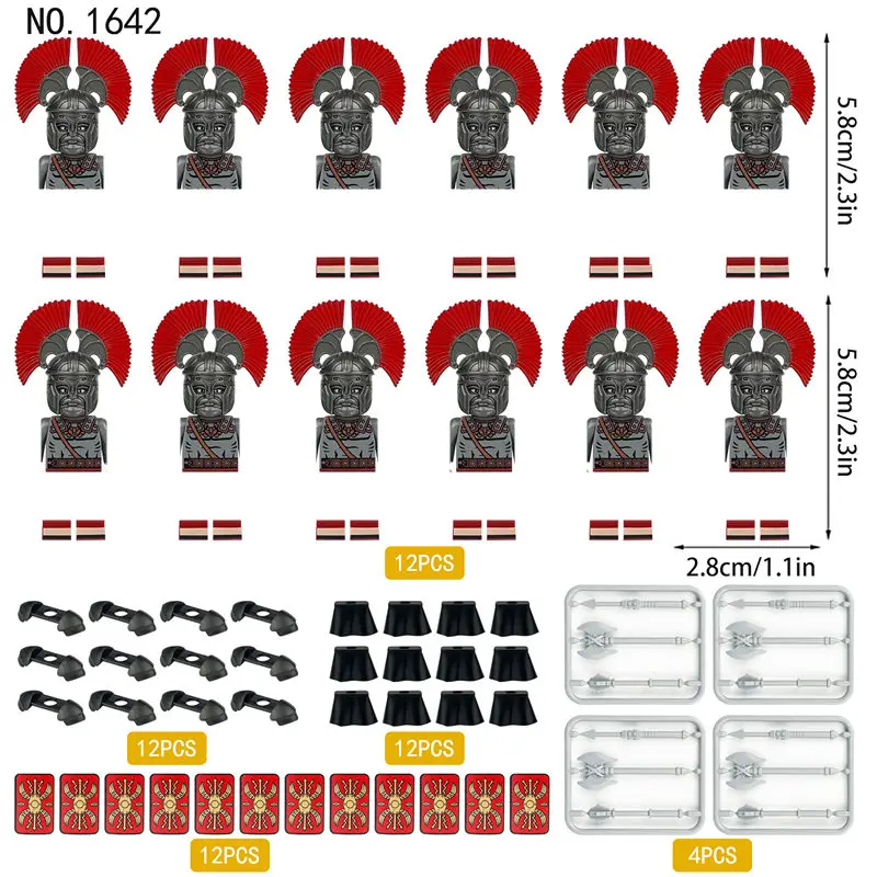 Medieval Warfare Soldado Romano Blocos de Construção, Boneca Cavaleiro do Templo, Acessórios Dourados, Figuras para Crianças, Modelo Brinquedos, 1642