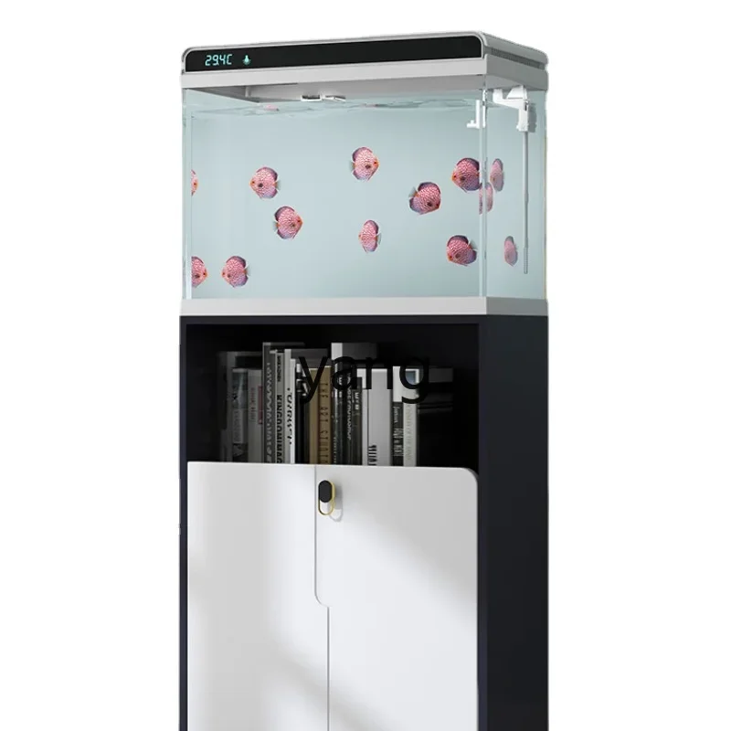 Yjq ，Medium Top Filter Ultra-White Glass Fish Globe Living Room Home Change Water Small Aquarium Change Water
