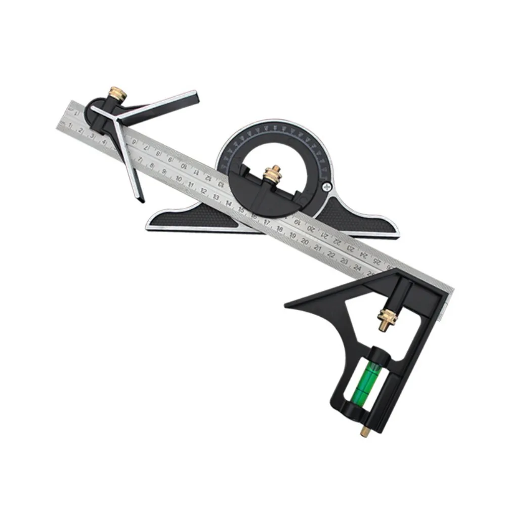

180 Degree Combination Angle Ruler Adjustable Movable Square Protractor 3 In 1 Stainless Steel Corner Ruler Woodworking