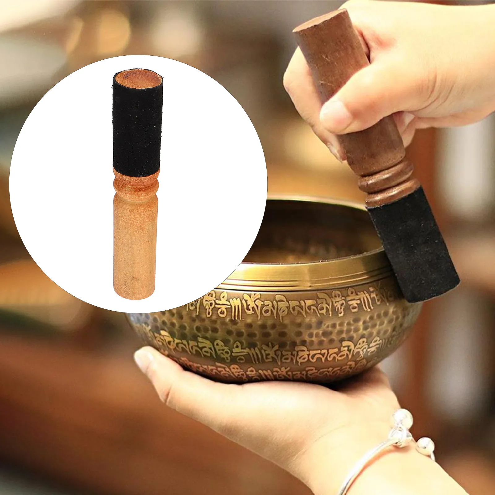 Wood Singing Bowl Mallet PU Stick Lightweight Sound Bowl Accessory Perfect for Meditation Yoga and