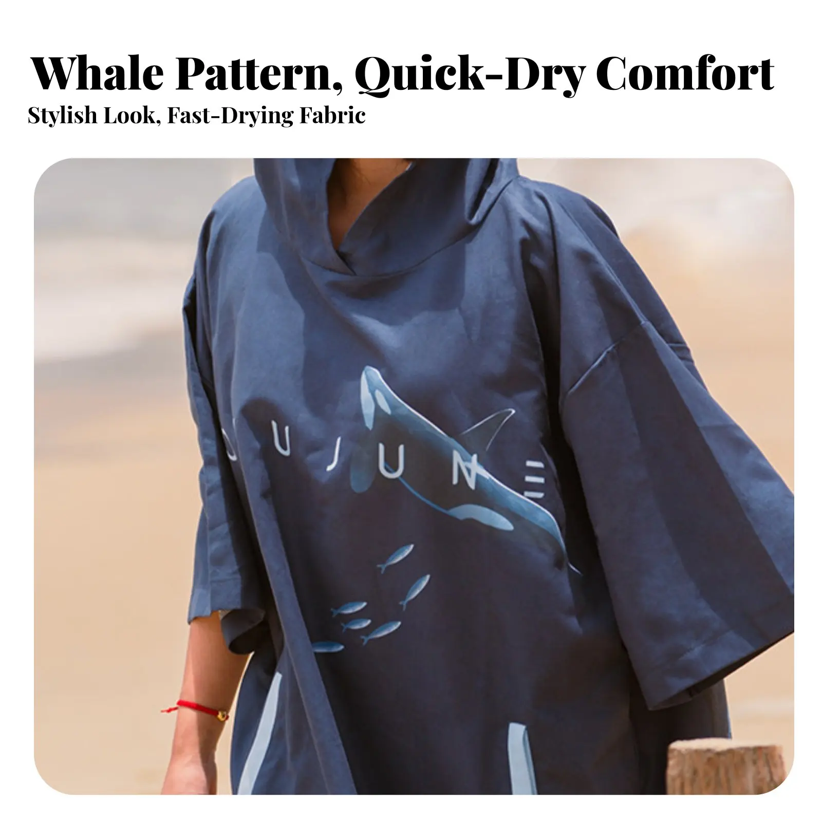

Quick-Dry Towel Poncho, Hooded Sun Protection Changing Robe for Swimming, Diving, Beach, Unisex