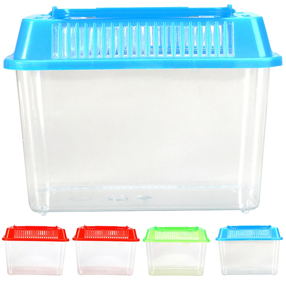 

Portable Fish Tank 15x9 5x11cm H held Aquarium Pet Box Turtle Feeding Container Travel Terrarium Plastic Reptile Habitat Mini