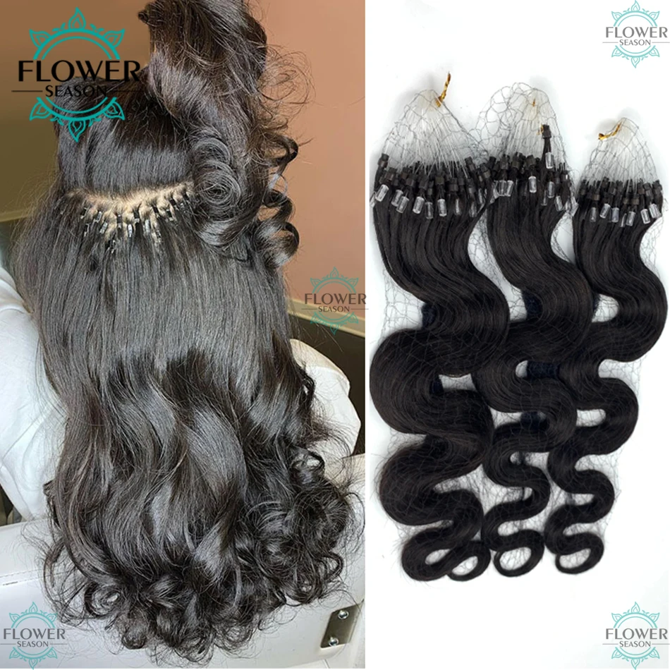 

Body Wave Virgin Human Microlinks Micro Loop Ring Hair Extensions 8-30 Inch Wave Micro Bead Link Hair Bundles Flowerseason