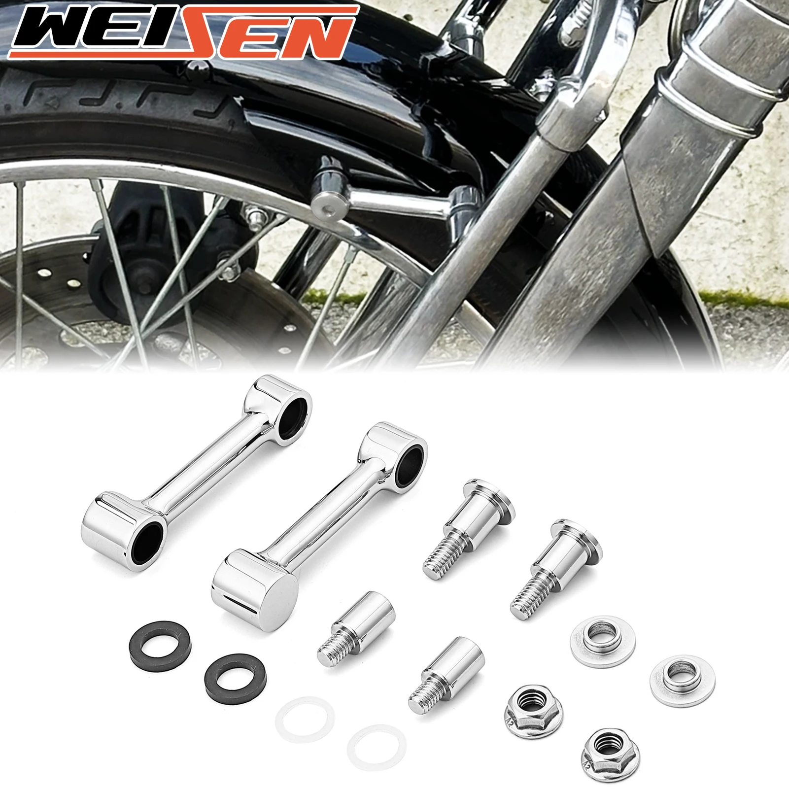 Motorcycle Chrome Front Fender Mount Bracket Kit Link Springer Fork for 1993 - 2006 Harley Softail Springer FXSTS Accessories