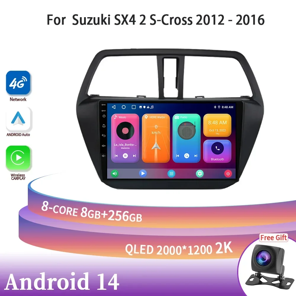 

Car Radio Multimedia Navigation Android 14 For Suzuki SX4 2 S-Cross 2012-2016 Wireless Carplay Stereo Screen Head Unit GPS 2DIN