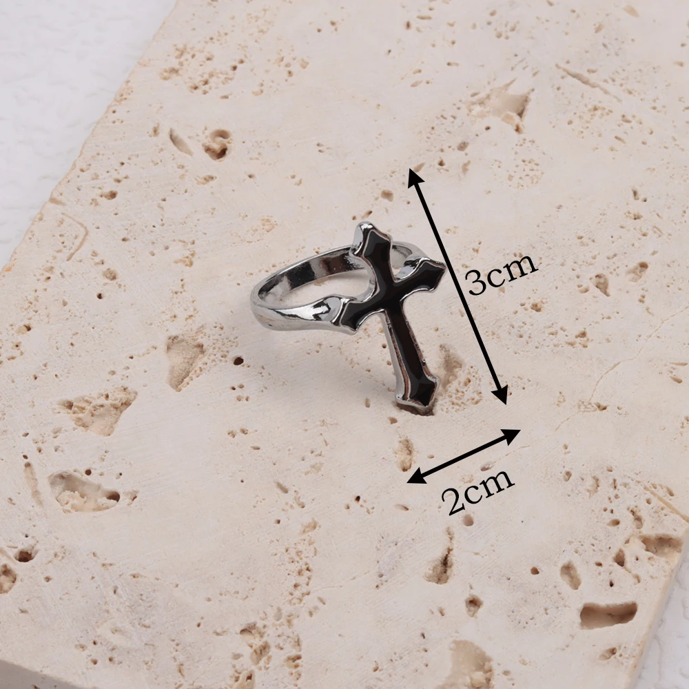 20/40Pieces/Lot Wholesale Black Cross Ring For Women Jesus New Style Men\'s Trendy Vintage Punk Metal Religious Rings Party Gift