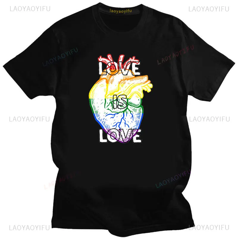 Fashion Love Is Love Pride Cardiac Organ Woman Printed T Shirt LGBTQ Summer Casual Short Sleeve Shirts Man Outdoors Tops Tees