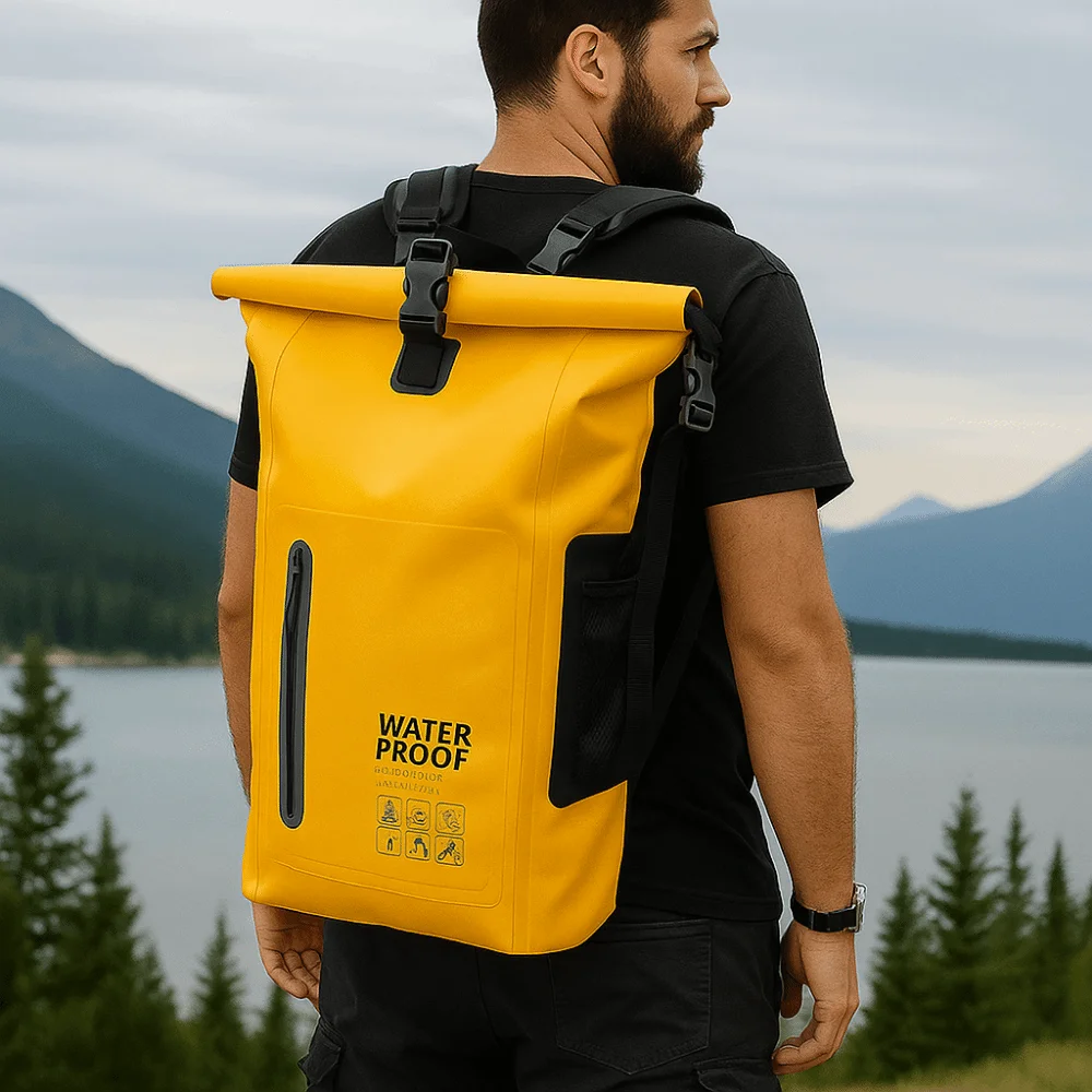 Durable 25L Outdoor Waterproof Backpack Large Capacity Reflective Strips Travel Bag Comfortable PVC Hiking Bags for Men