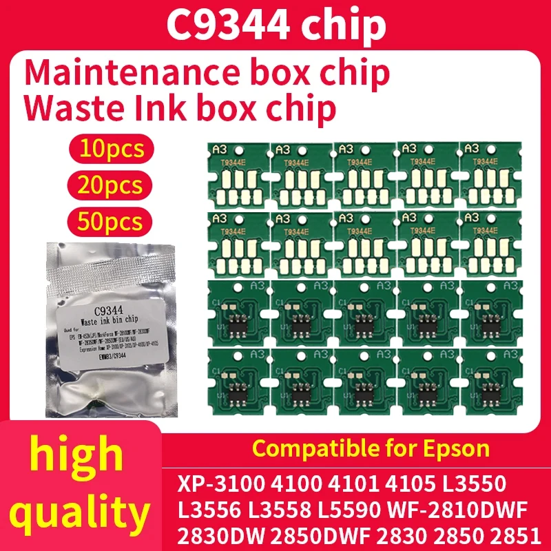 10~50pc C9344 Maintenance Box Tank Chip Compatible For Epson L3560 L3550 L5590 XP-2100 2105 3100 XP-3105 XP-4100 XP-4105 Printer