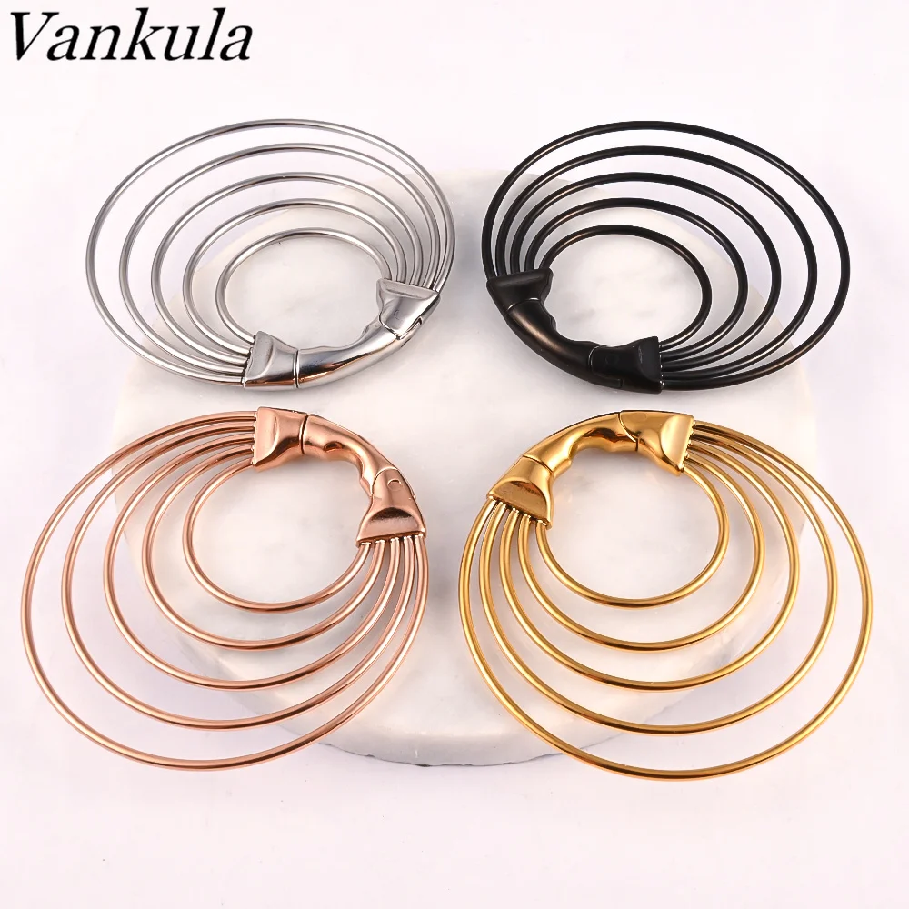 Vankula 10pcs Surgical Steel Ear Tunnels Large Hoop Earring Plugs Expander Gauges Stretcher Piercing Ear Gauges Flesh Expander