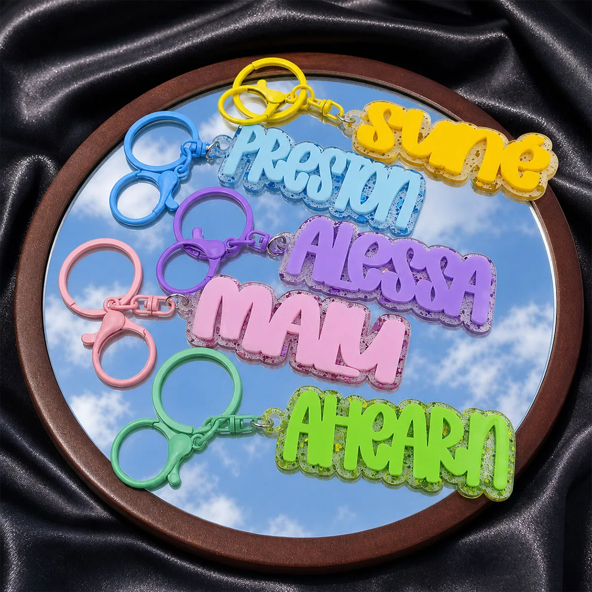 Custom Name Acrylic Keychain Personalized Letter Colorful Acrylic Keychain With Women Men Sweet Key Ring Memorial Jewelry Gifts