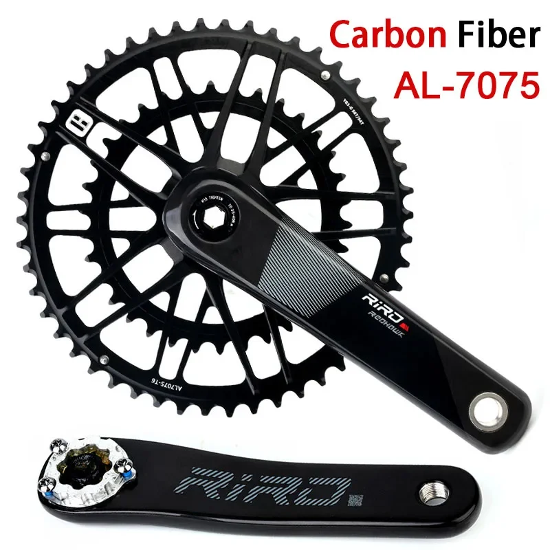 RIRO Carbon Fiber Crank Road Bike 11/12 Speed 50-34/53-39T Direct Mount Bicycle Crankset 170mm 46/48/50/52T Chainring Bike Parts