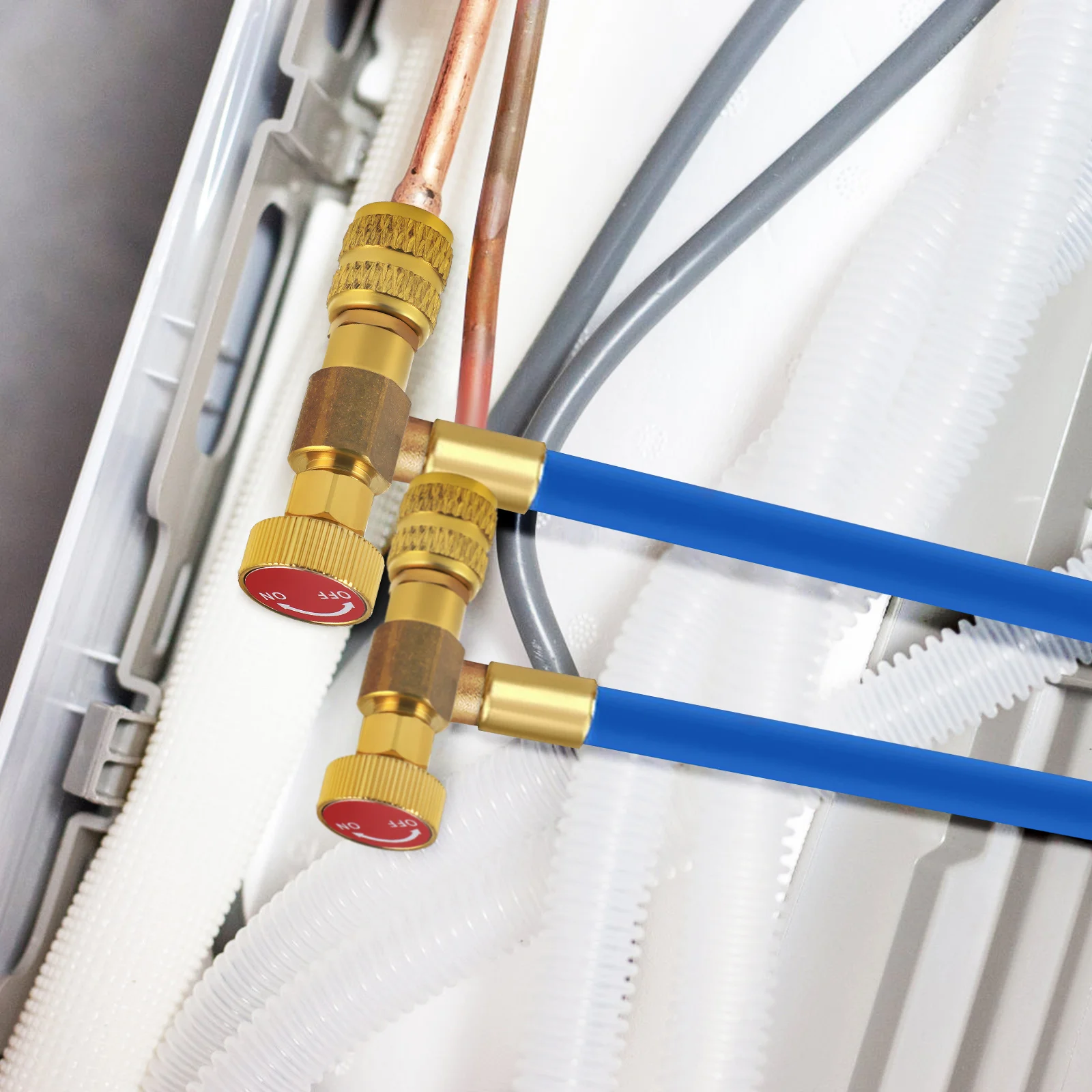 

2 pcs Air Conditioner Safety Brass Refrigerant Filling 5/16 Inch R410 Quick Coupler No Leakage Durable Ac Valve For Home
