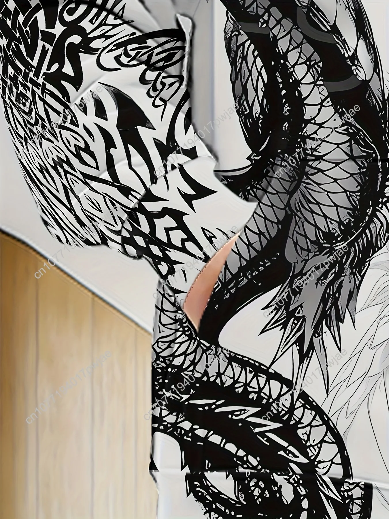 Мужская куртка с капюшоном на молнии с принтом дракона — теплое зимнее пальто с геометрическим рисунком, повседневная верхняя одежда обычного кроя для улицы, машина