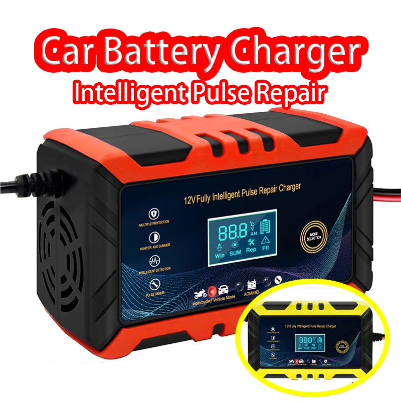 Smart Charger 12V 6A Car Battery Charge Intelligent Pulse Repair LCD for Auto Truck Motorcycle Boat Battery Charging Repair Unit