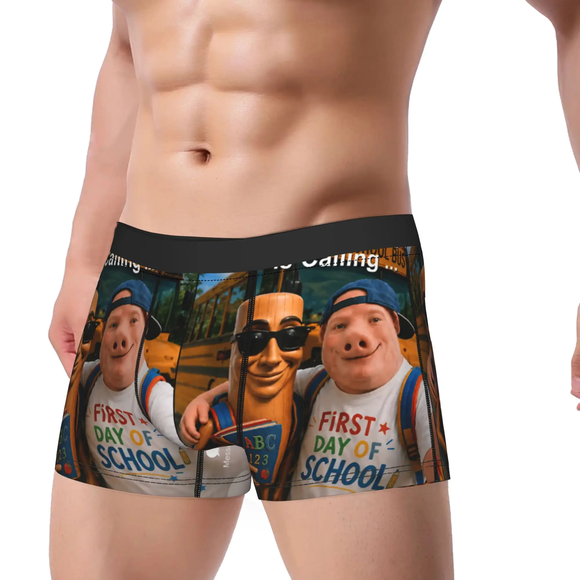 John Pork and Tung Tung Tung Sahur Back to School is Calling Underwear Trunk High Quality Man Panties Breathable Shorts Briefs