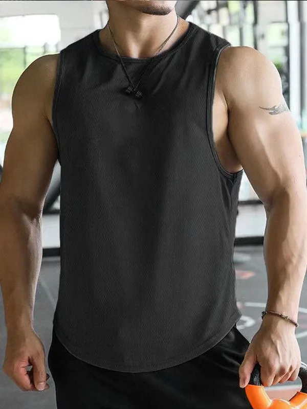 

Men's Fitness Gym Tank Top 2025 Sleeveless Mesh Breathable Sports Vest for Running And Jogging Casual Muscle O-Neck Undershirt