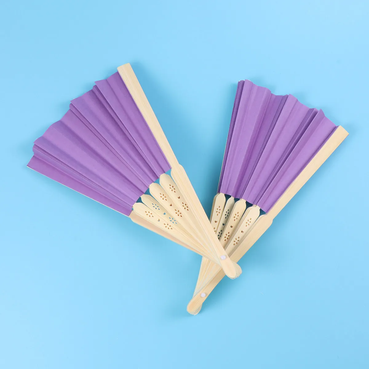 5Pcs Purple Blank Folding Fan Bamboo Paper Material Painting Practice DIY Craft Gift Traditional Chinese Hand Fan Art