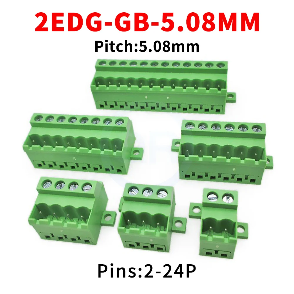 (10 pcs) KF 2EDG-GB-5.08mm Upper and lower plug-in terminal block with fixed panel locking plate 15EDG-GB 5.08 2-24Pin
