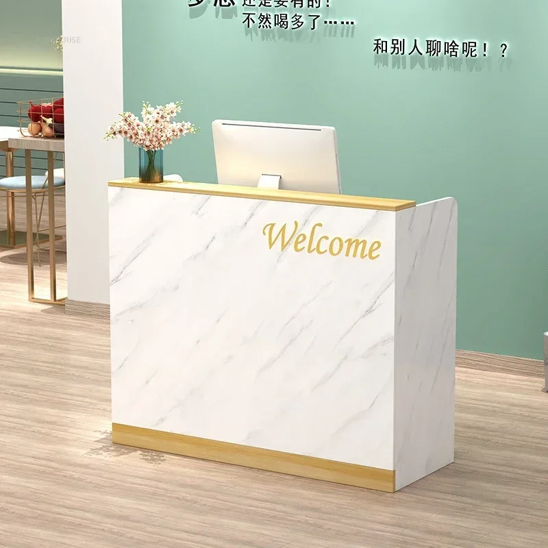 Simple Modern Office Reception Desks Hairdressing Clothing Store Front Desk Reception Counter Beauty Salon Checkout Counter C Y