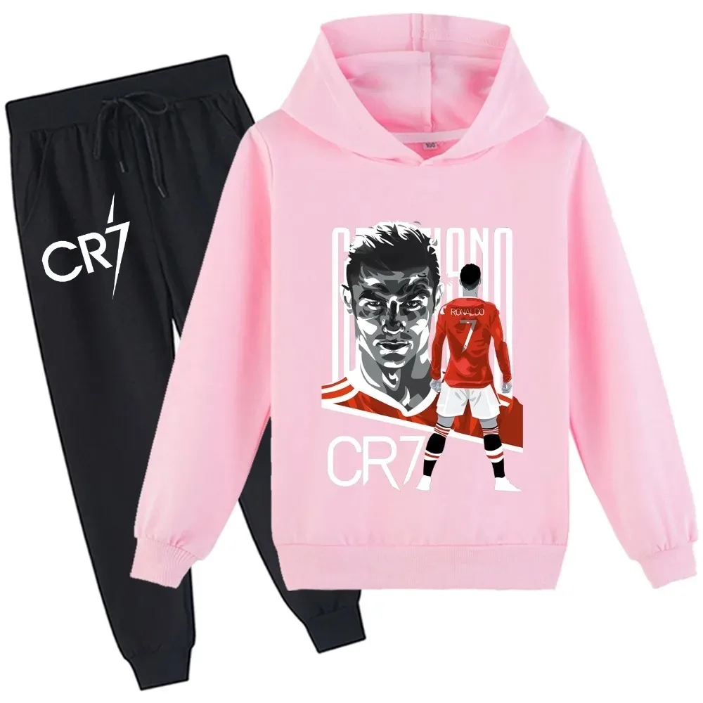 

Children C_Cristiano R_Ronaldos Classic Sweatshirt with Sweatpants 2Pcs Set,Autumn Comfy Pullover Hoodies for 2-14Y