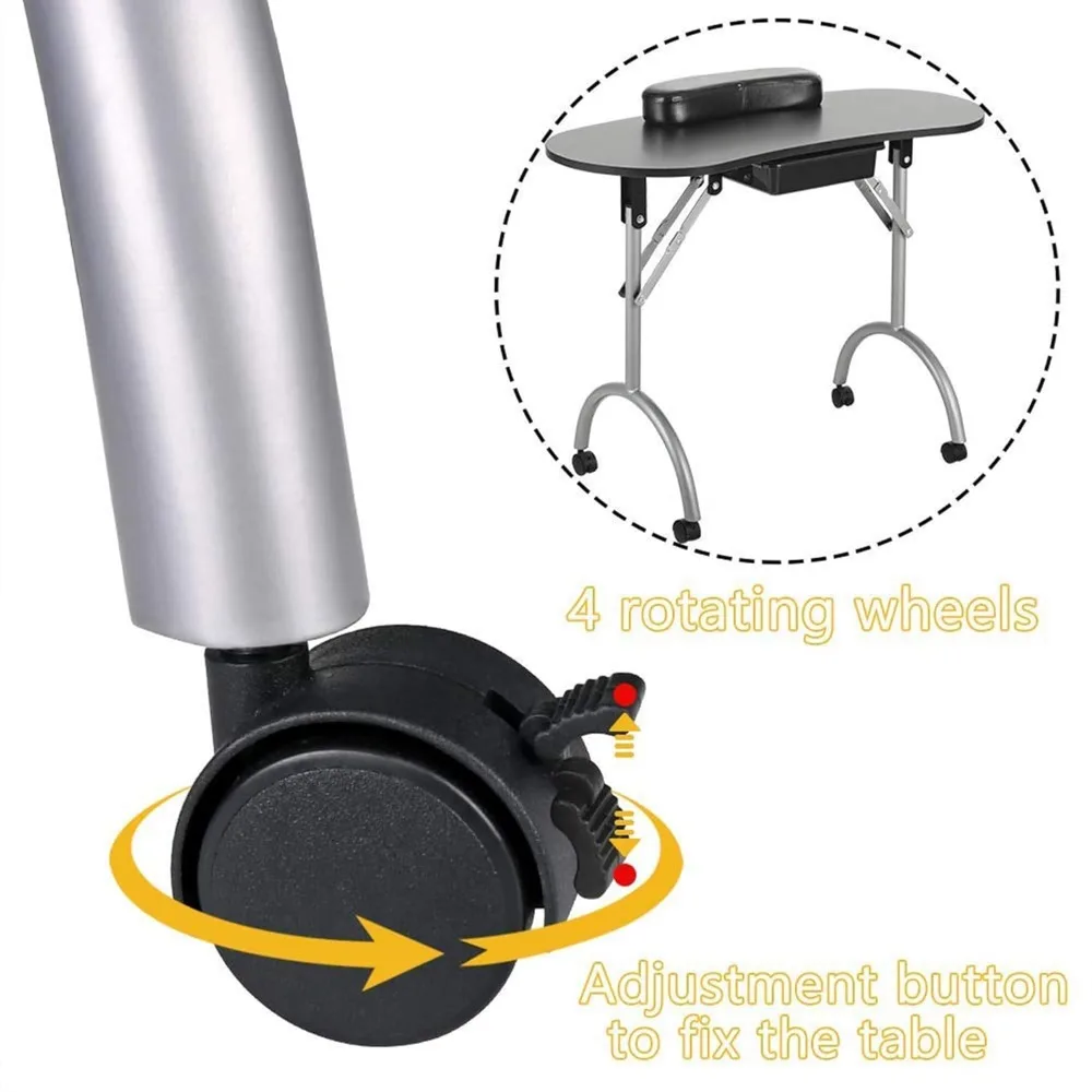 LEIBOU Professional 36''L Portable & Foldable Manicure Table Nail Technician Desk Workstation Manicure Table