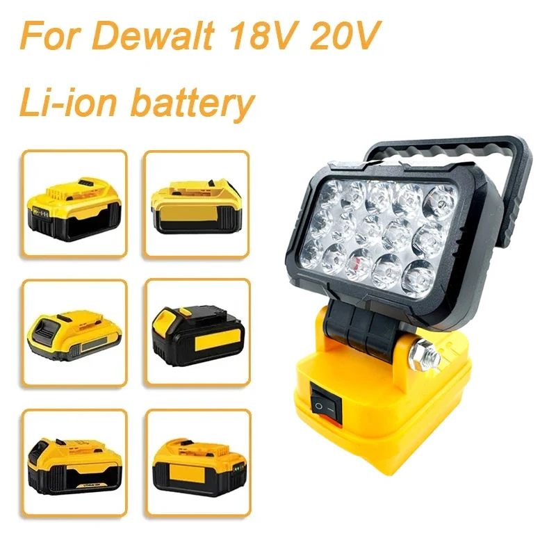 For Dewalt Cordless LED Light 3Inch searchlight With handle dual USB charging ports For Dewalt 18V Battery DCB200 DCB120 DCB201