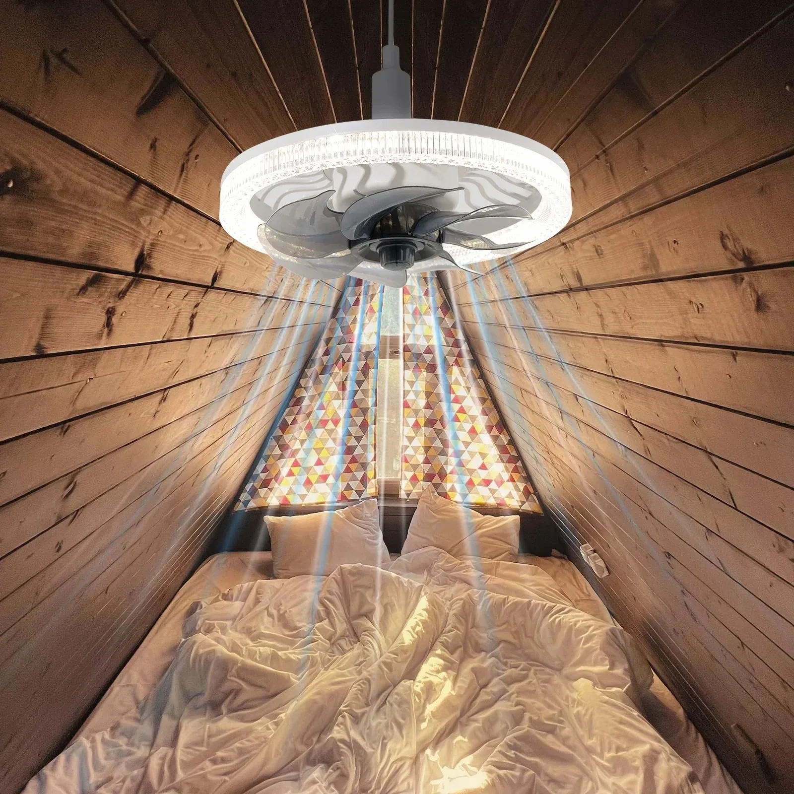 Ventilador de techo Simple con conector E27 de luz, ventilador de lámpara de techo fácil de instalar, ventilador eléctrico con Control remoto para dormitorio, sala de estudio