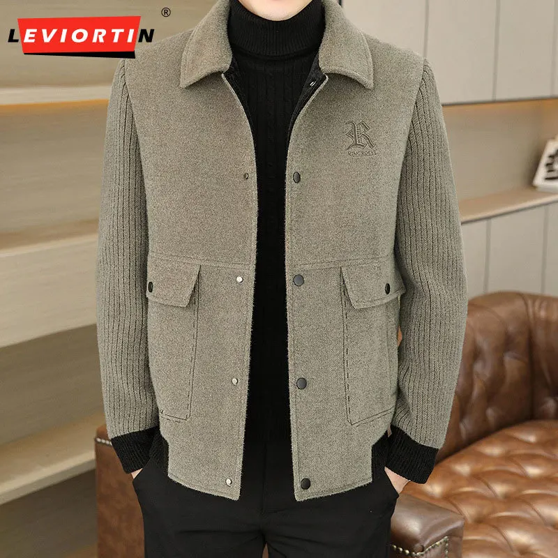 2023 Autumn and Winter New Golden Sable Fur Coat Men\'s Coat Korean Version Slim Fit Youth Casual Thickened Warm Polo Neck Jacket