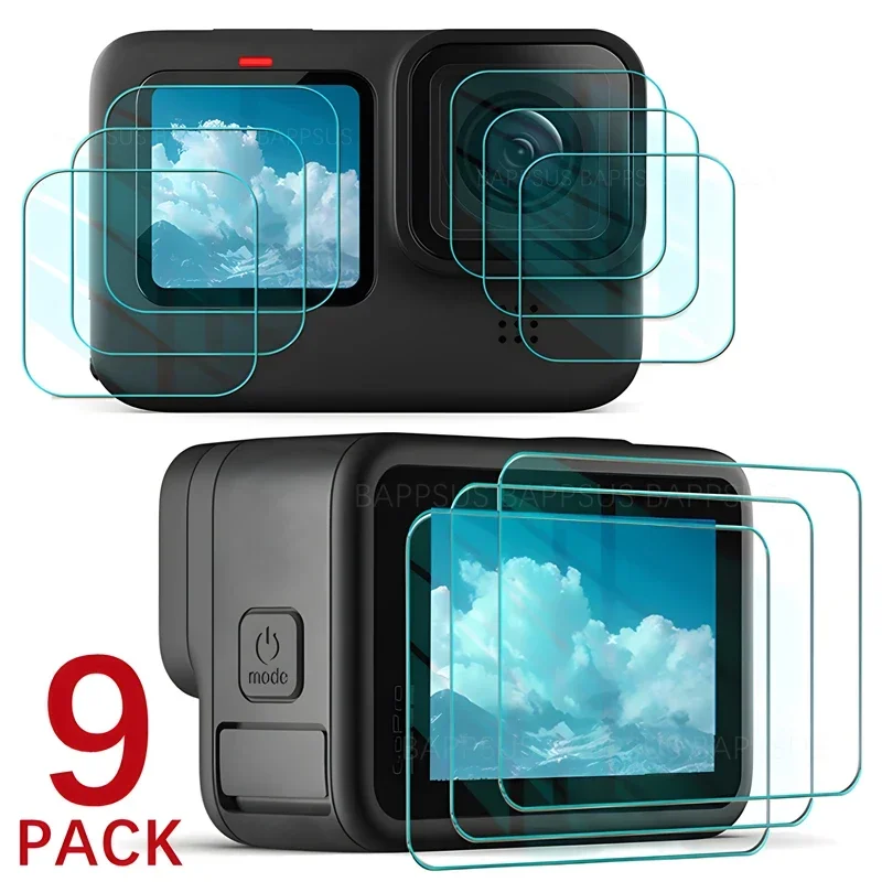 1-3Set Tempered Glass Screen Protector For GoPro Hero 13 12 11 10 9 4K Camera Lens Protective Film Anti-scratch Full Cover Films