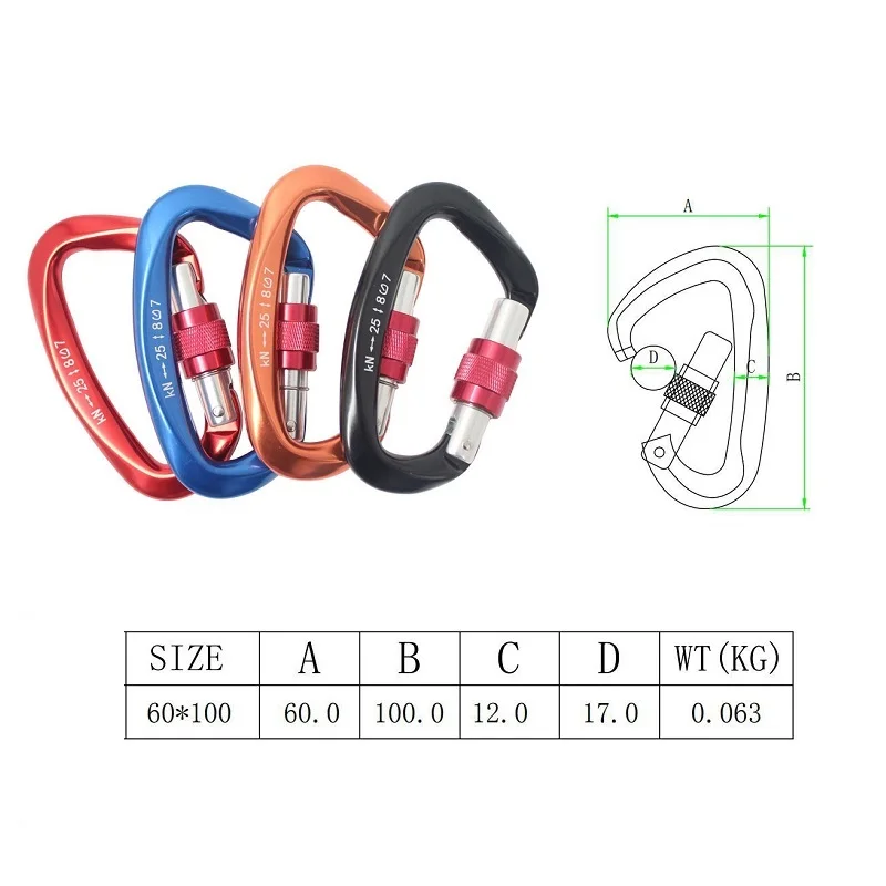 D Shape Keychain Clips Carabiner Hook For Outdoor, Camping, Hiking, Fishing, Home RV, Travel