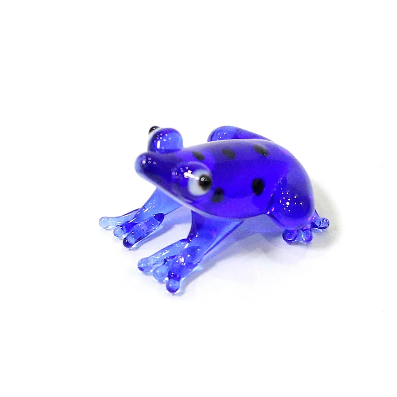 2 Stück Bunte Mini-Glas-Tierfiguren Niedliche Frosch-Miniatur-Statuen Ornamente für Zuhause Tischdekoration Feengarten Bonsai Deko-Zubehör – Detail 31