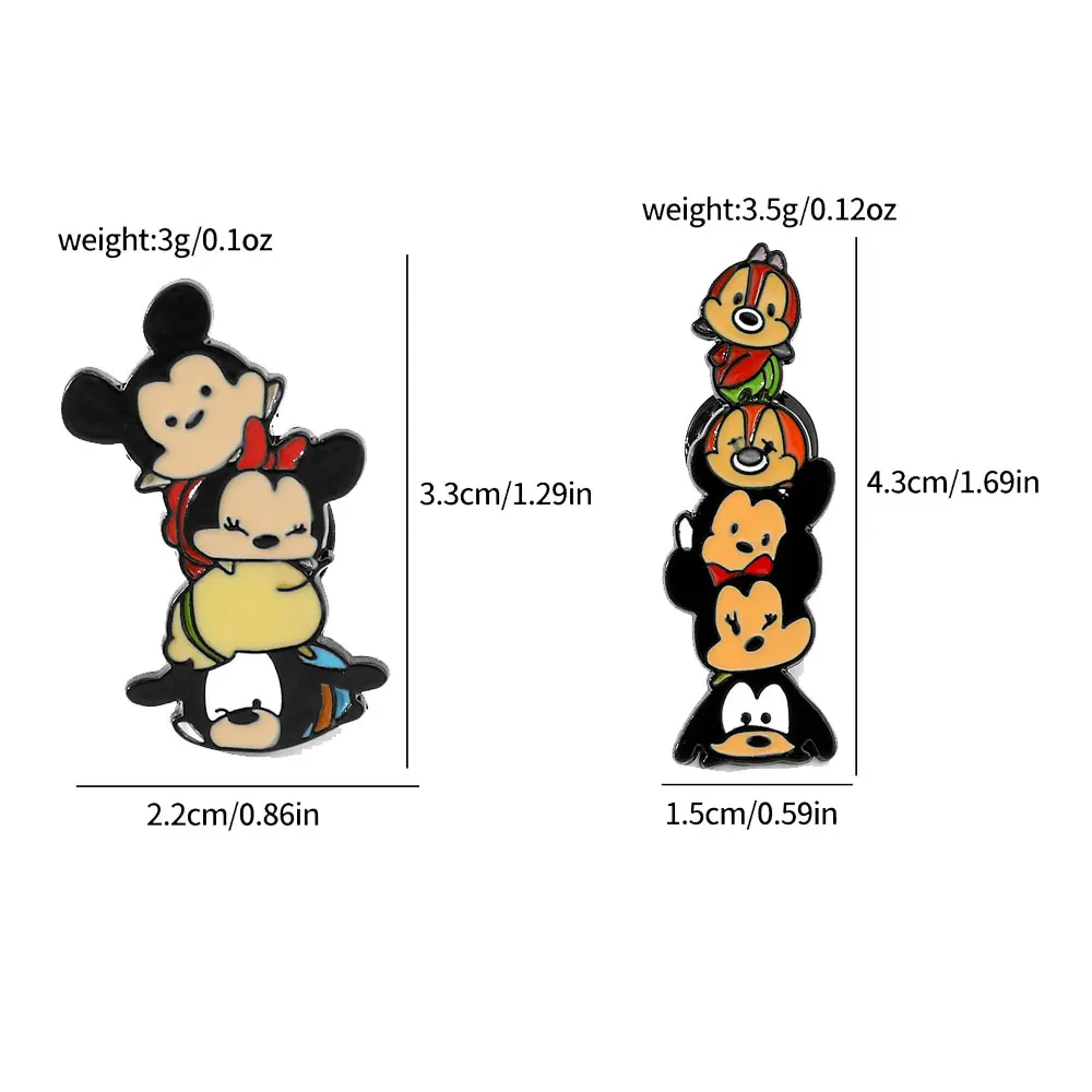 2 Pcs Fairy tale Cartoon Animation Brooch Cute Jenga Mickey Enamel Pin Backpack Clothing Jewelry Metal Badge Accessories