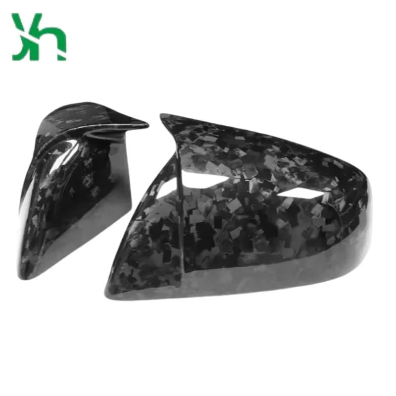 ฝาครอบกระจกมองข้างคาร์บอนไฟเบอร์ฟอร์จแบบแห้ง สำหรับรถยนต์เทสล่า รุ่น X สไตล์หรูหรา สำหรับตกแต่งภายนอกรถยนต์ แบบติดกาว 2 ชิ้น