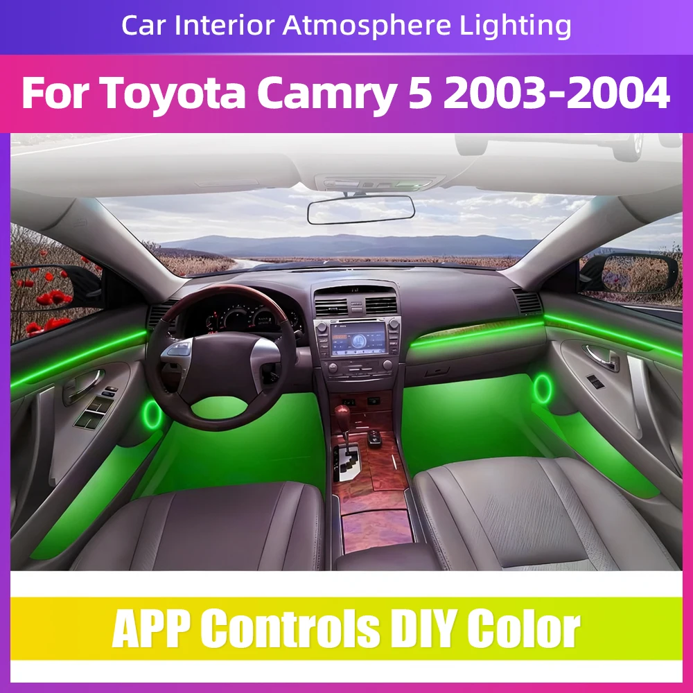 

Для Toyota Camry 5 2003-2004 авто внутренняя светодиодная лента украшения 64 цвета RGB универсальные динамические стили освещения управление через приложение