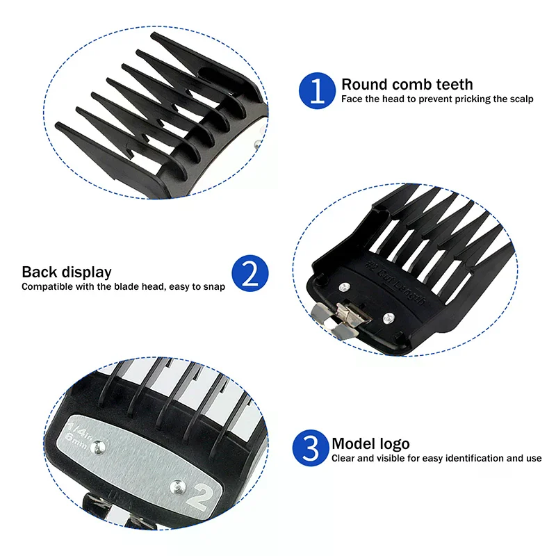 

2Pcs Professional Hair Cutting Guide Comb Clipper Limit Comb Trimmer Cutting Styling Tools Attachment Compatible 1.5mm 4.5mm