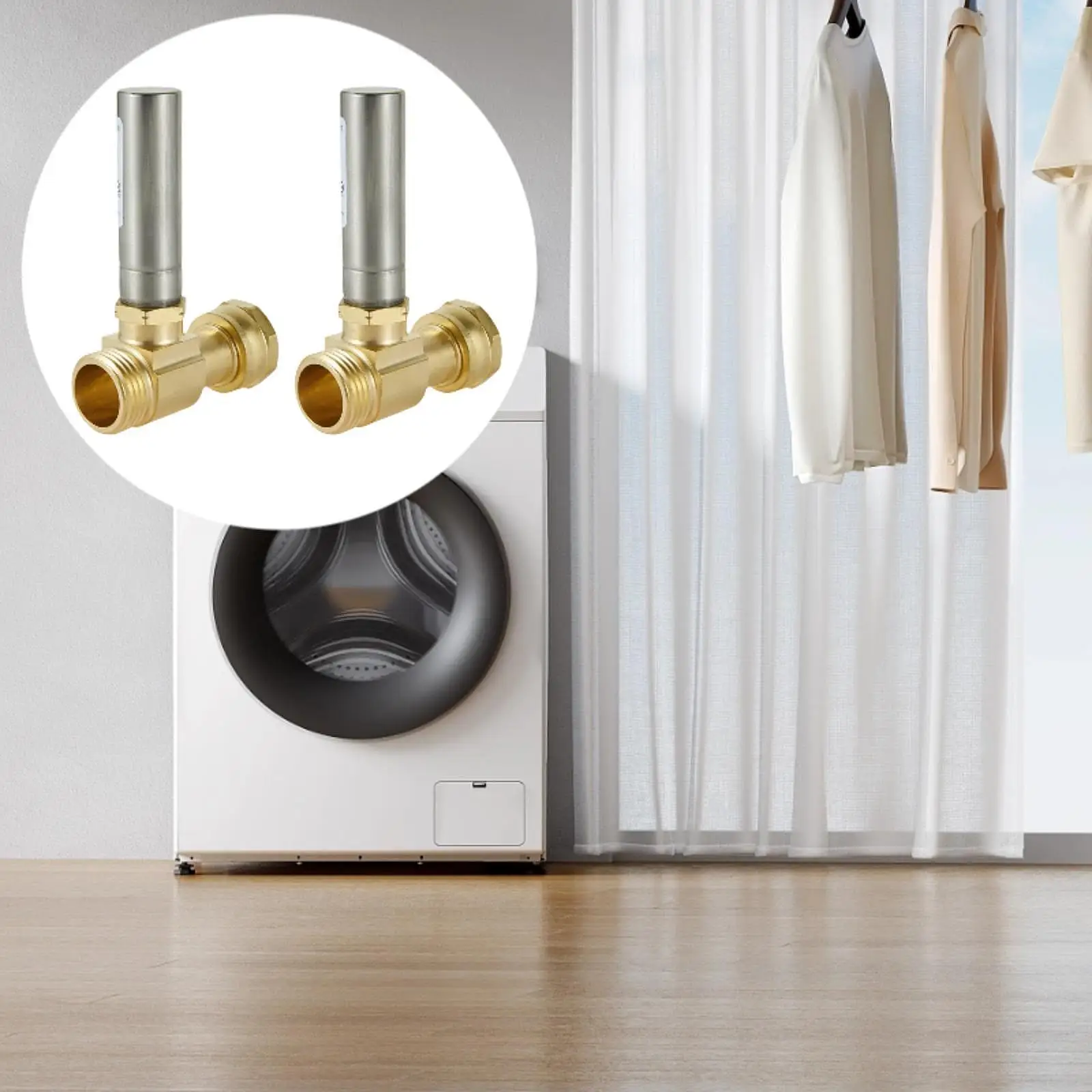

Anti Leak Water Hammer Arrestor Brass Fitting Noise Control for Washing Machine Supply Double Outlet